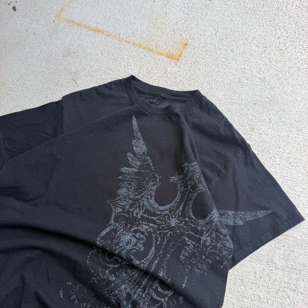 Amescense Enigma Black Grunge Graphic T-Shirt